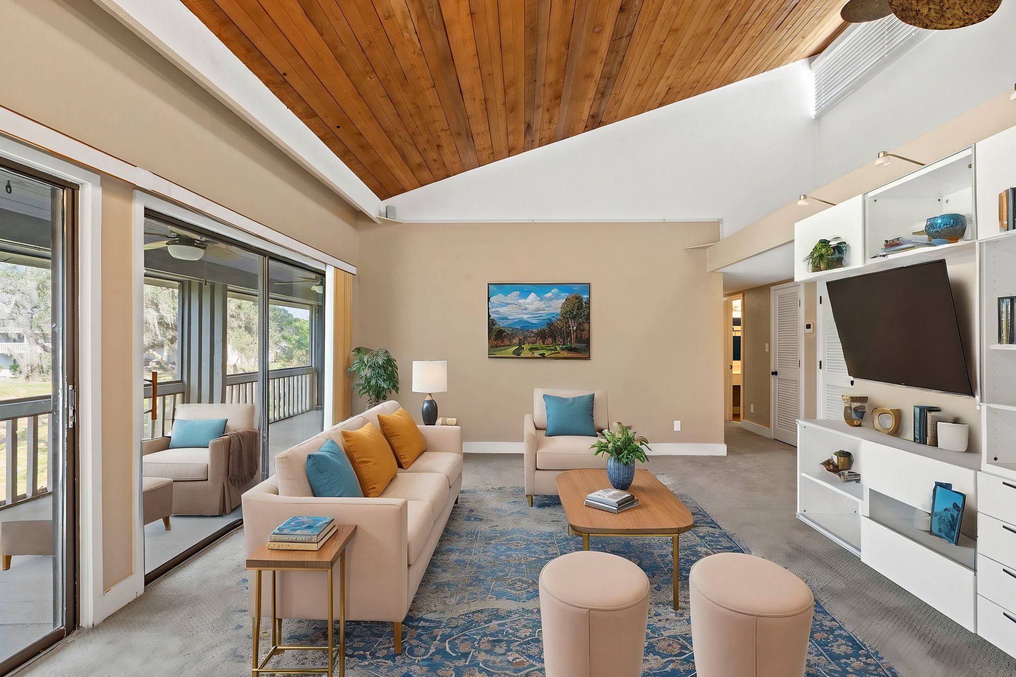 living room with couch and tv entertainment center